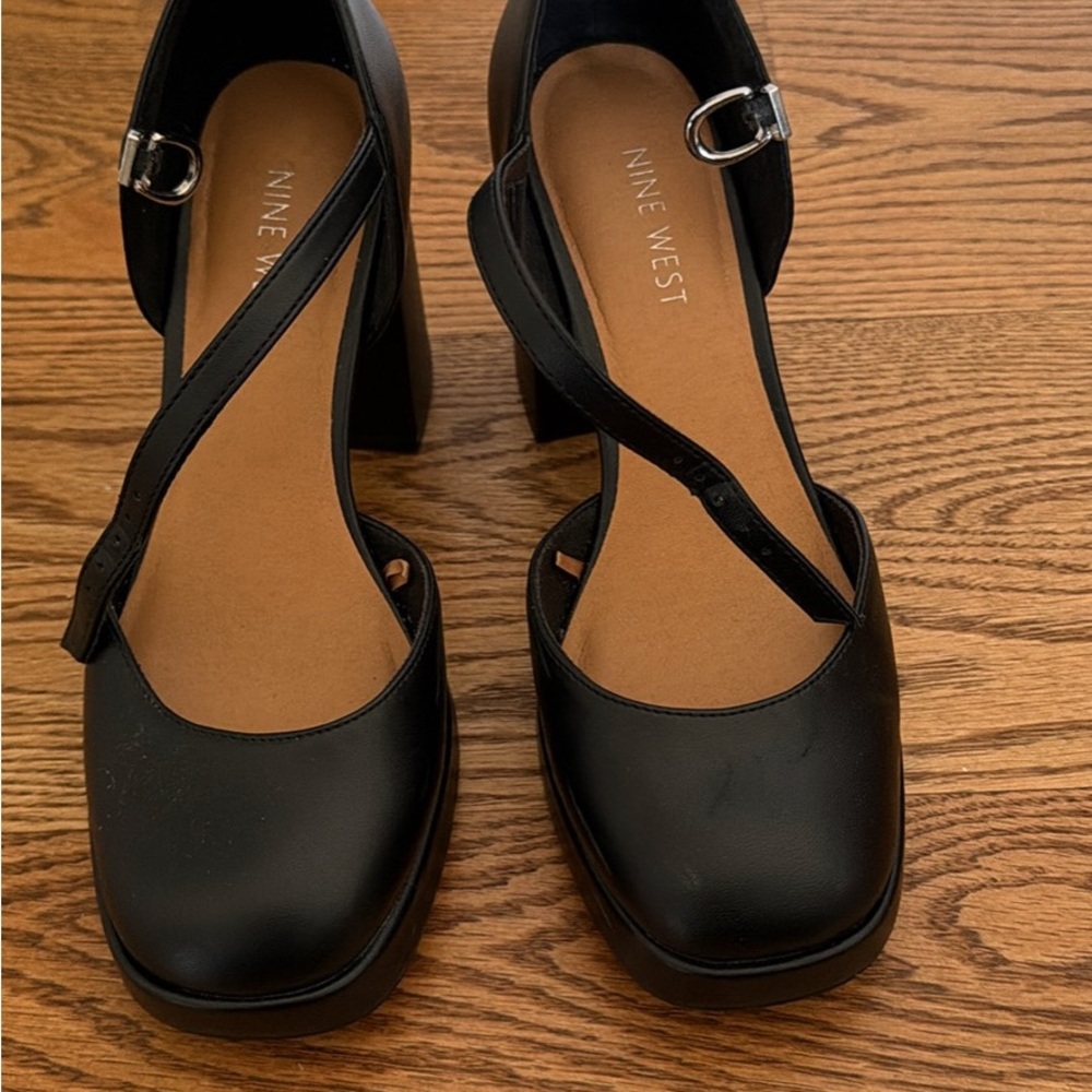 Nine West Black Strappy Heels